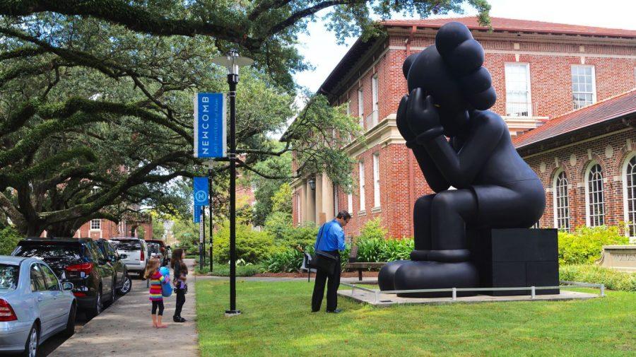 Companion (Passing Through) by Brooklyn street artist KAWS will remain on Newcomb quad for one year. The installation is a part of the rebranding for the Newcomb Art Museum.