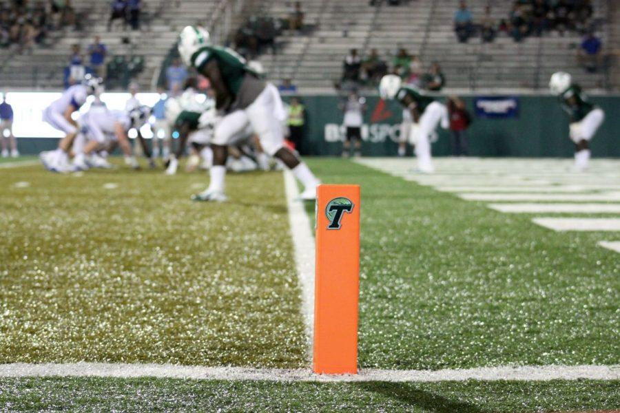 Tulanes offense starts a drive from their own end zone at Yulman Stadium.