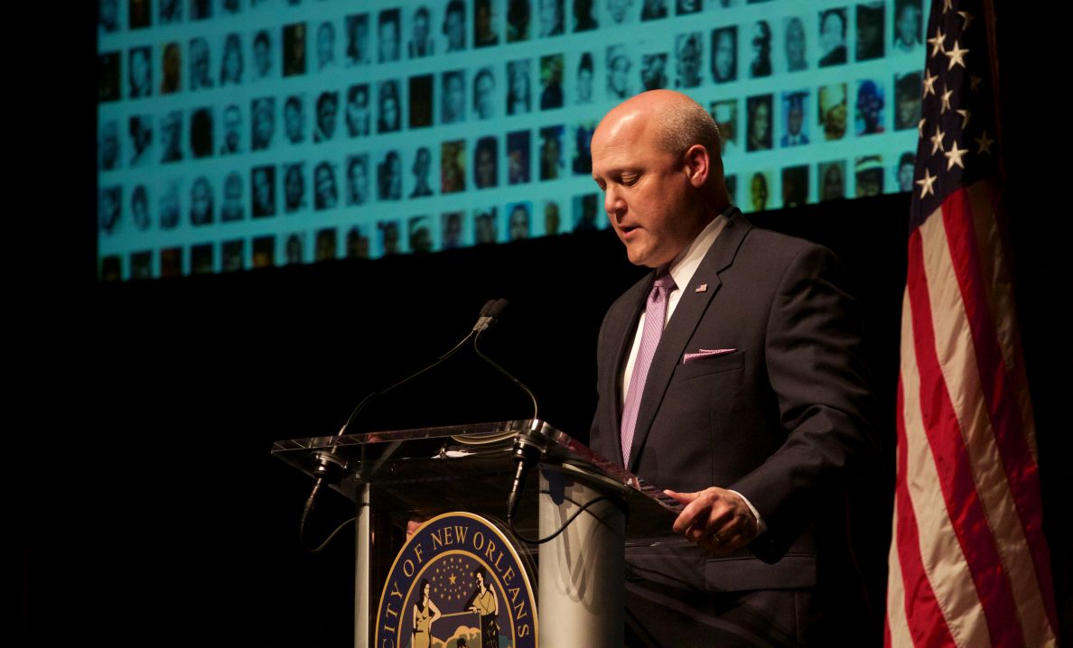 Mayor Landrieu gives speech on crime in New Orleans