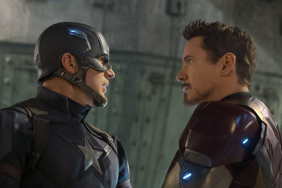 Captain America: Civil War L to R: Captain America/Steve Rogers (Chris Evans) and Iron Man/Tony Stark (Robert Downey Jr.)