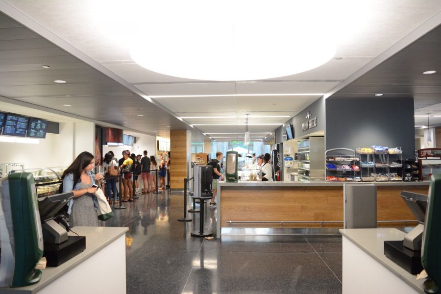 The new food court in the Lavin-Bernick Center for University Life features some options from the old restaurants and some healthy replacements.