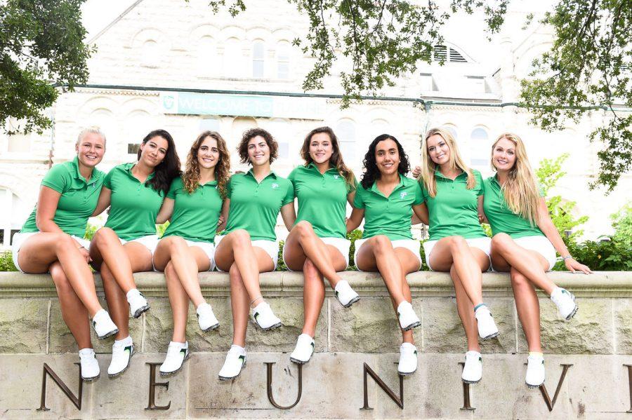 The womens golf team poses for a photo during their fall photoshoot. The team wrapped up its fall tournament schedule in San Antonio, Texas at the Maryb S. Kauth Invitational, and will return to begin their spring season in February.  . 
