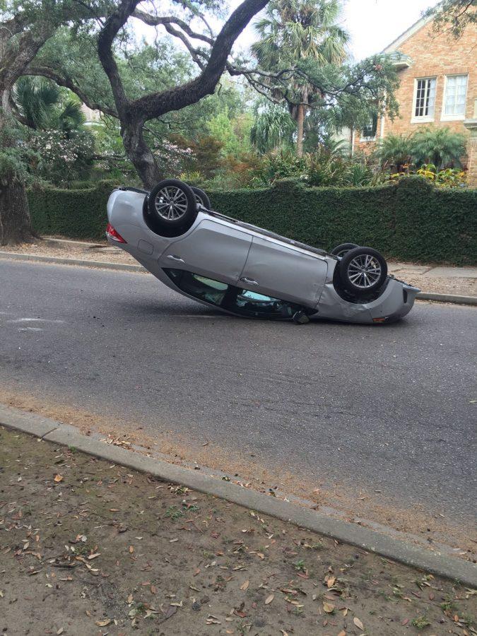 Car flips on Willow, Audubon intersection