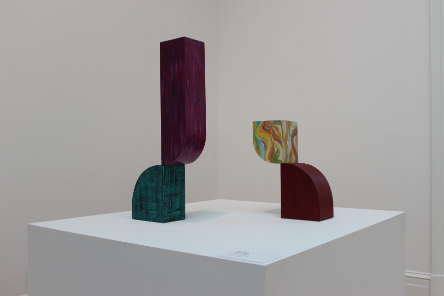 Rachel Beach, one of the artists featured in the Unfamiliar Again exhibition, makes sculptures that blend contemporary abstractionist techniques.