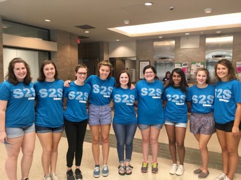 Tulane Society of Women Engineers pose together at a Boys at Tulane in STEM event last spring. 