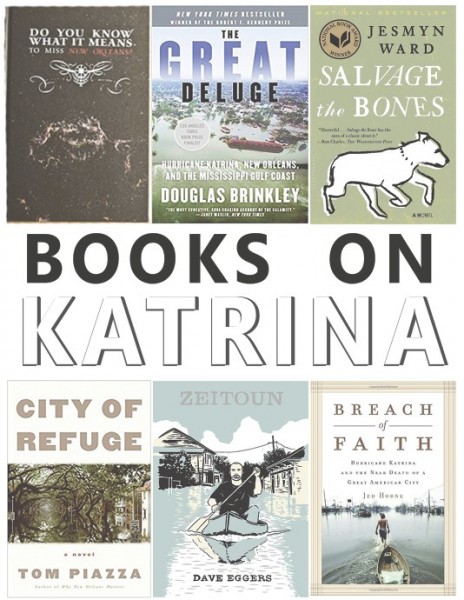 In addition to C. Morgan Babsts The Floating World, here are six other breathtaking novels about the strife of Hurrican Katrina: (left to right) Do You Know What It Means to Miss New Orleans? by David Rutledge, The Great Deluge by Douglas Brinkley, Salvage the Bones by Jesmyn Ward, City of Refuge by Tom Piazza, Zeitoun by Dave Eggers, Breach of Faith: Hurricane Katrina and the Near Death of a Great American City by Jed Horne.