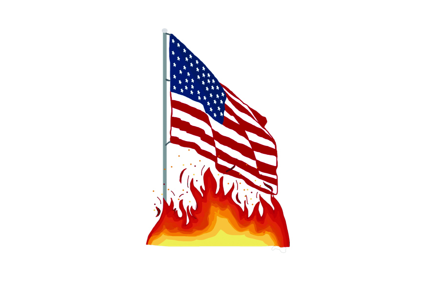 Drawing Of Burning Flag