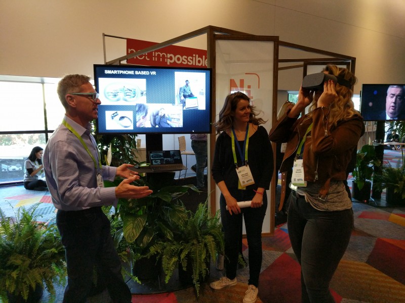 Dr. Bordnick showing his VR-Δ at a Not Impossible event.