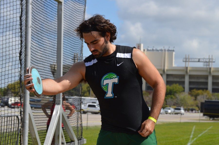 Sophomore Ryan Singer prepares for a throw. Singer and Tulane track and field will hit the road once again this weekend at the Victor Lopez Classic in Houston, Texas.
