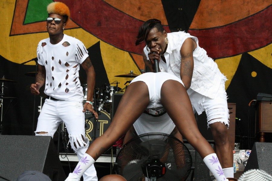 Big Freedia delivering a jaw-dropping performance at the New Orleans Jazz & Heritage Festival.