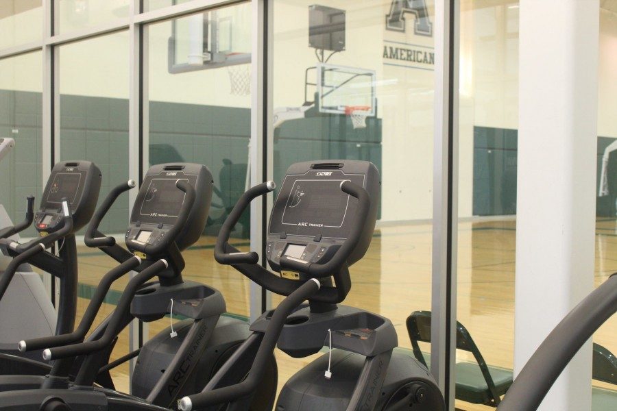 The altitude chamber looks out on a practice basketball court in the Hertz Center.