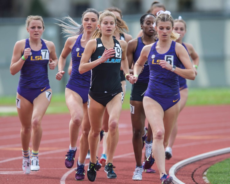 Mckenzie Melius, pictured here in the midst of track season, led the womens cross country team to a first place finish.