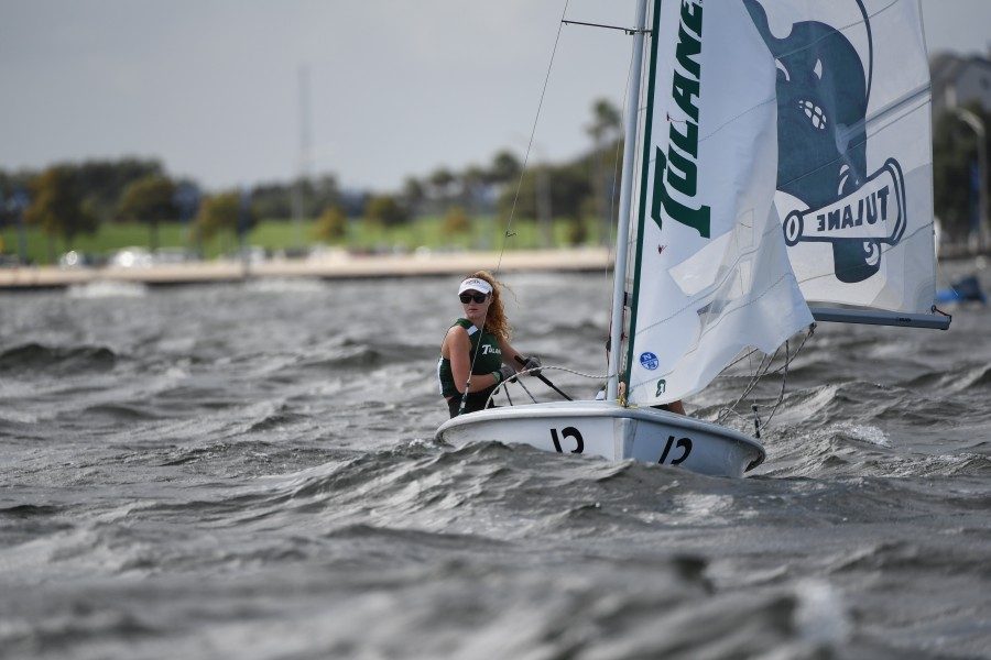 Sophomore Ciara Rodriguez-Horan participates in a regatta for the Green Wave sailing team.