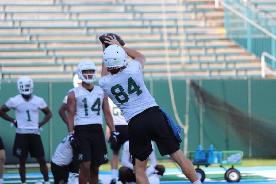 The Tulane Green Wave Football team at a recent practice this summer. The 2020-2021 season starts on Sep. 12.