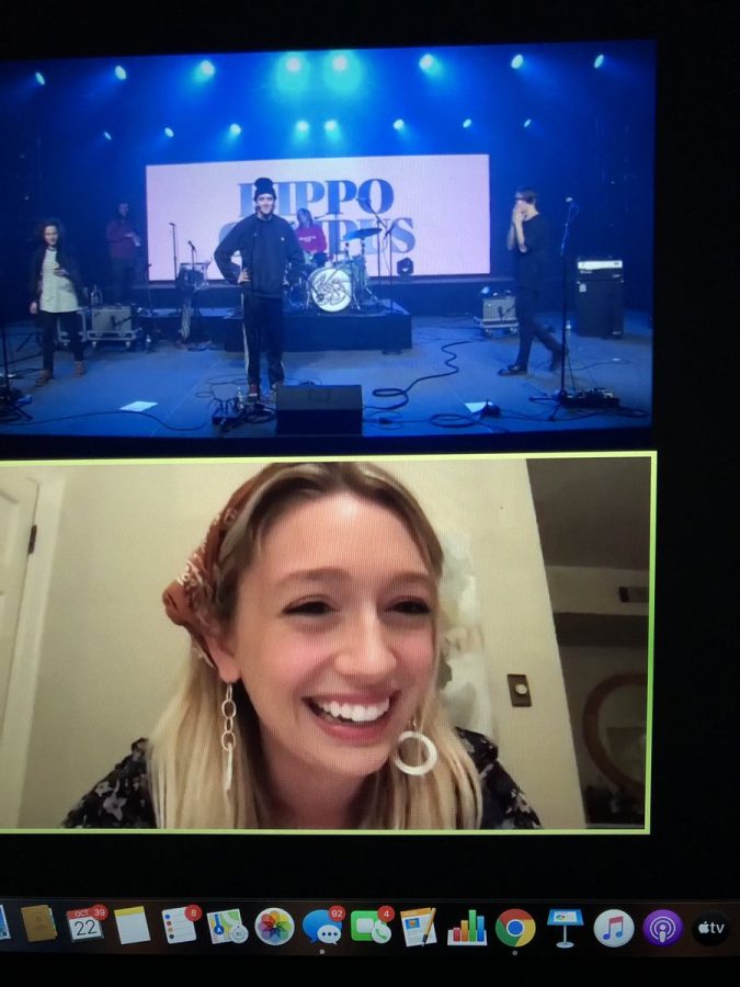 hippo campus performs on screen with host lucy sartor