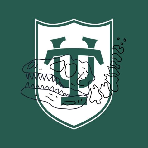 tulane logo with dinosaur skeleton could be future with climate crisis