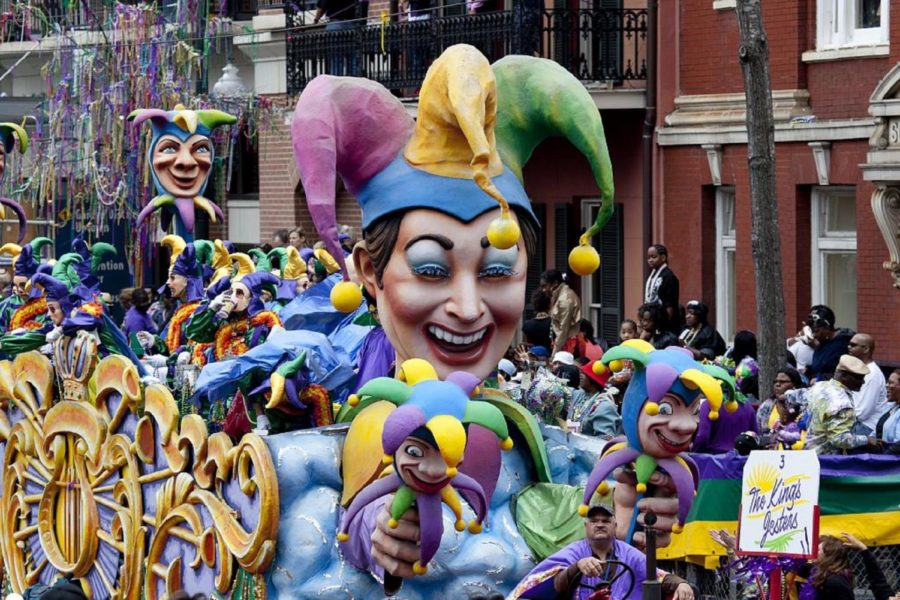 Revelers enjoy the floats of the School of Design -- the Krewe of Rex -- in this undated photo.