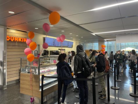 Dunkin' Donuts saw long lines and avid customers ready to have iced coffees and Munchkins.