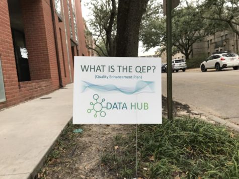 Signage for the QEP around campus is a conspicuous reminder of the Data Hub, as Tulane undergoes an on-site reaccreditation visit.