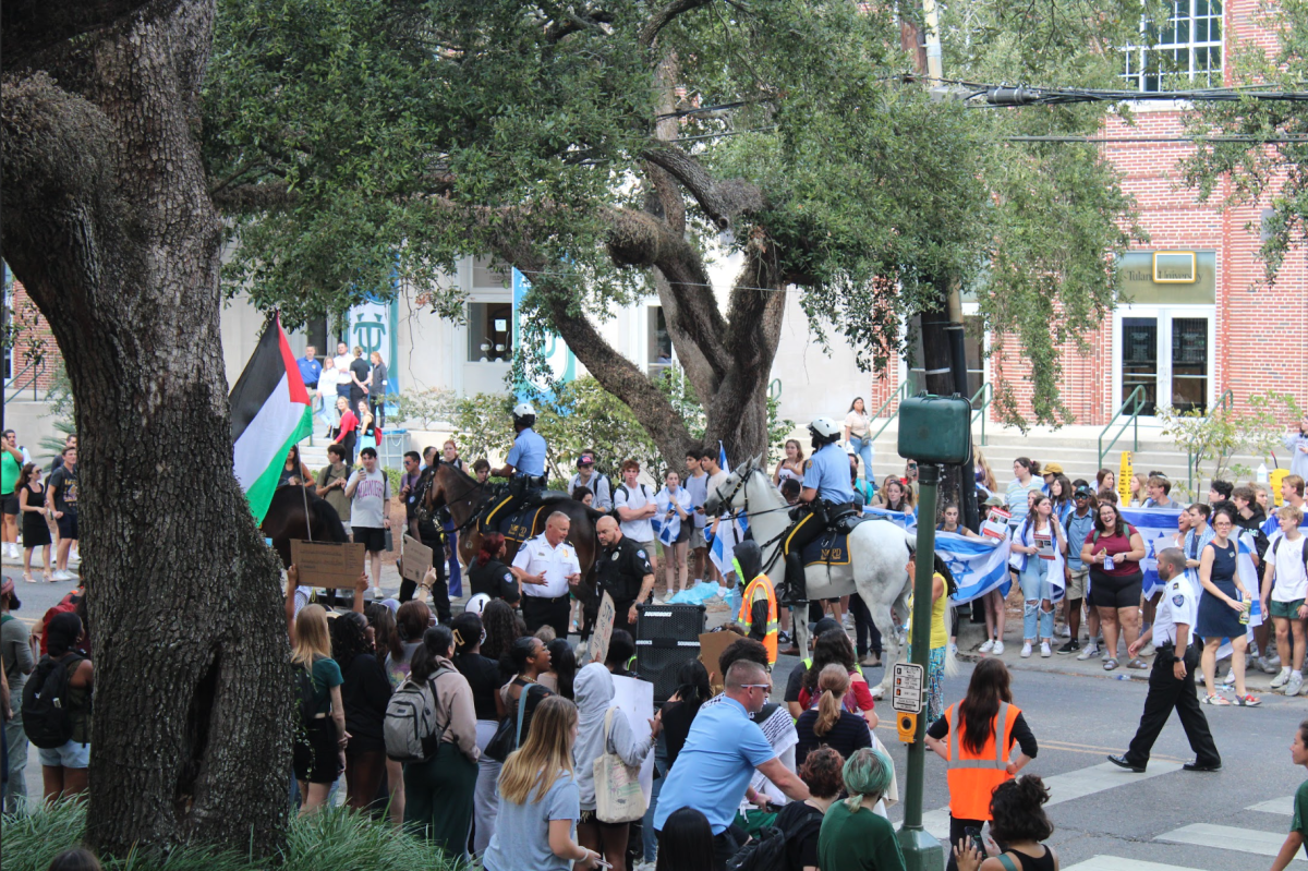 Pro-Palestine and pro-Israel protestors clashed on Freret Street Thursday, Oct. 26, 2023. Three students were assaulted and several were arrested, Tulane said. 