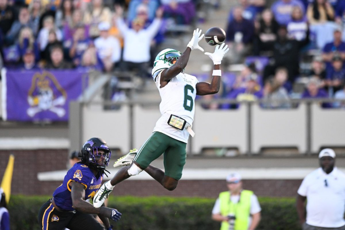 Wide receiver Lawrence Keys III makes a catch against East Carolina on Saturday, Nov. 4, 2023. 