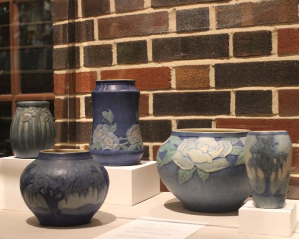 Pottery on display in the Newcomb Art Museum.