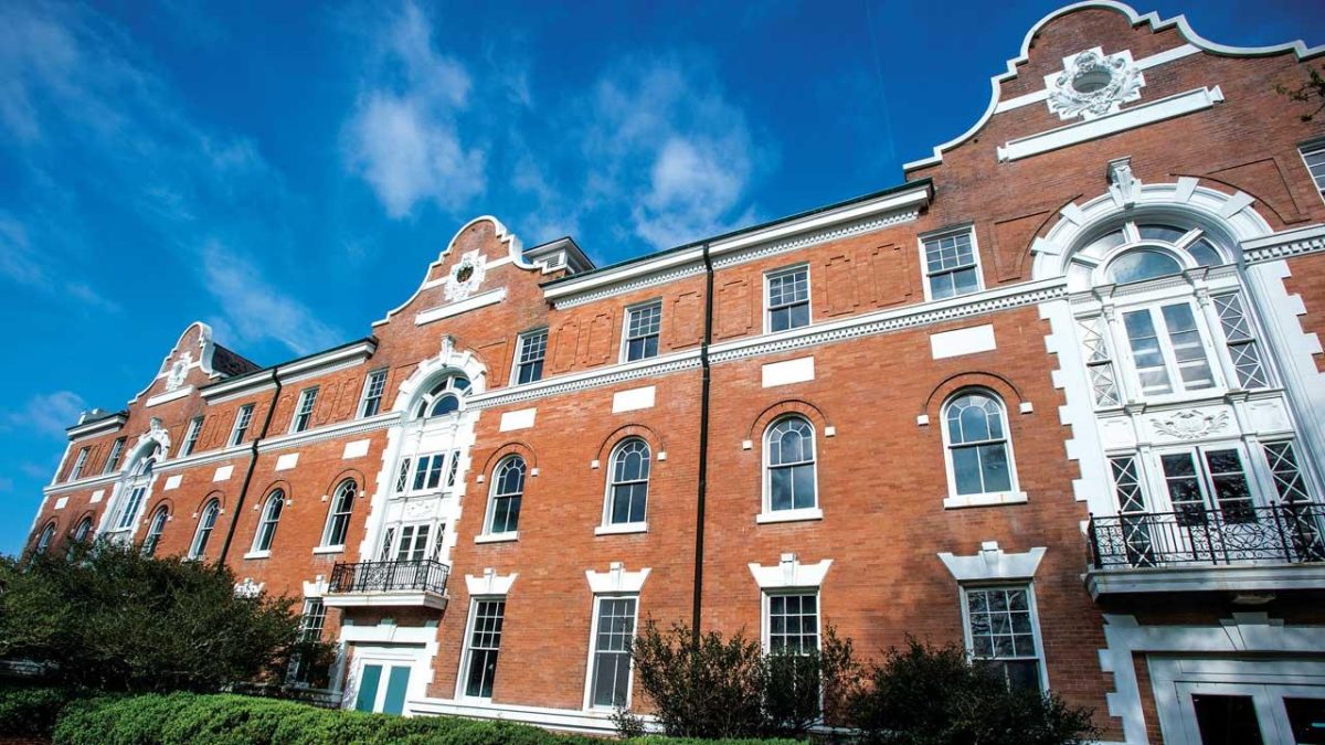Mussafer Hall sits on Tulane's academic quad, named after David Mussafer, a 1985 graduate of Tulane, and his wife Marion.