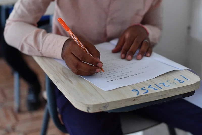 Student takes standardized test. 