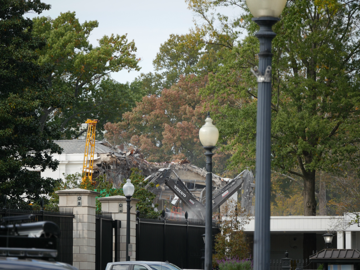Picture of White House East Wing being torn down. 
