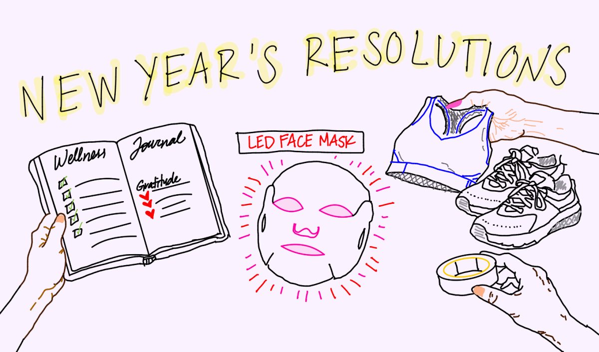 New Year's resolutions are framed as problems to be solved through purchases. 