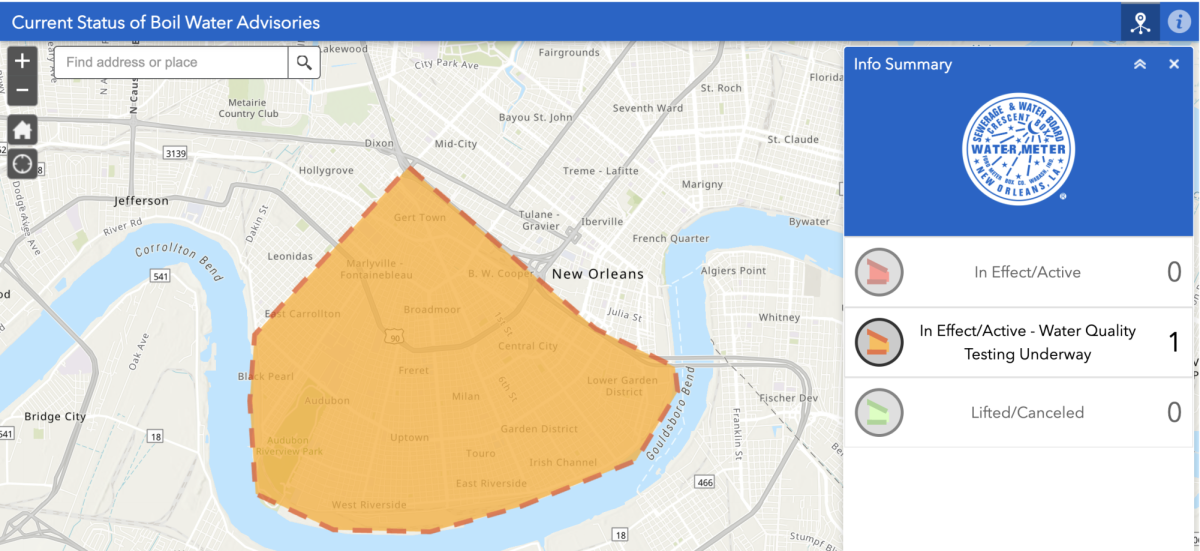 The Sewage and Water Board of New Orleans issued a large boil water advisory for all of Uptown after a sinkhole burst.