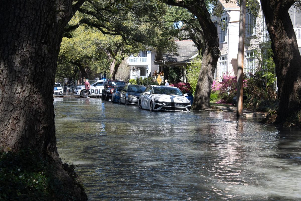 Audubon Street is flooded following a water main break.
