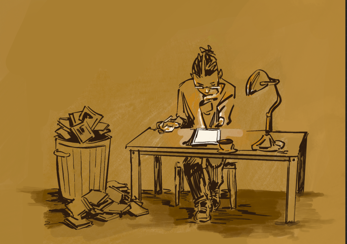 Photo of student ignoring reading for technology.